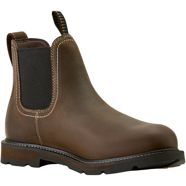 2025 Ariat Mens Groundbreaker Chelsea Waterproof Soft Toe Work Boot 10063854 - Dark Brown